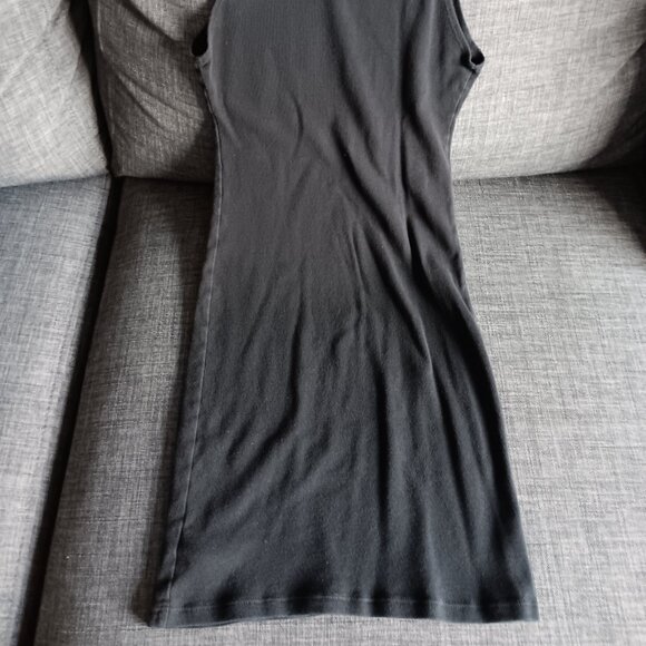 American Apparel Sleeveless Turtleneck Dress Black Short Bodycon Size L - Picture 2 of 6